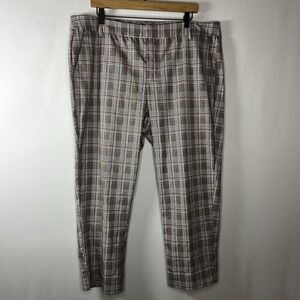 Liverpool Pants Women Size 18W Plaid Straight Leg Knit Trousers‎ Zip Fly Pockets
